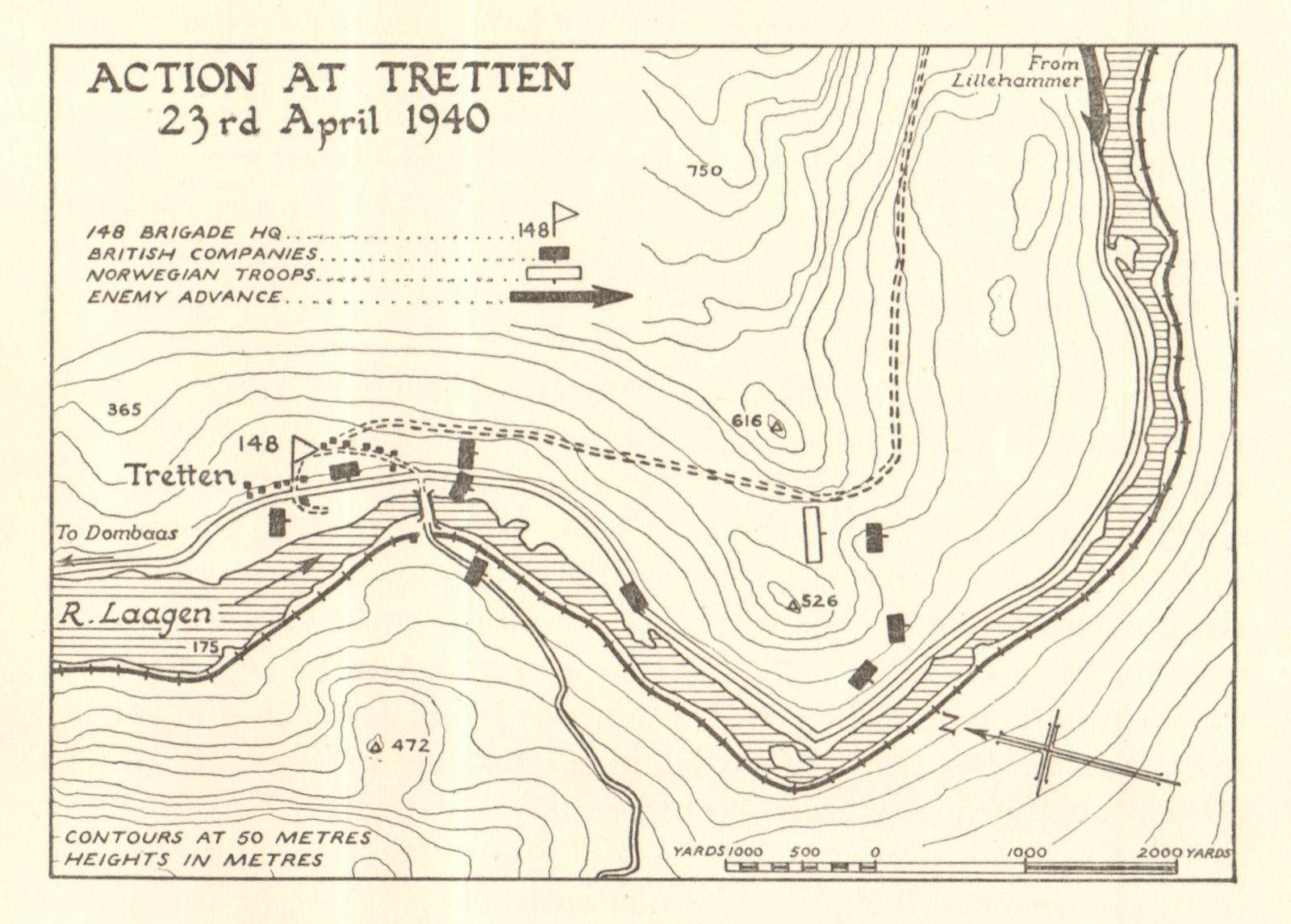 World War 2 Norway Campaign Tretten 23 April 1940 German Invasion SMALL 1952 map